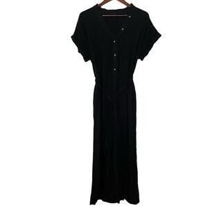 Button Up Cropped Jumpsuit